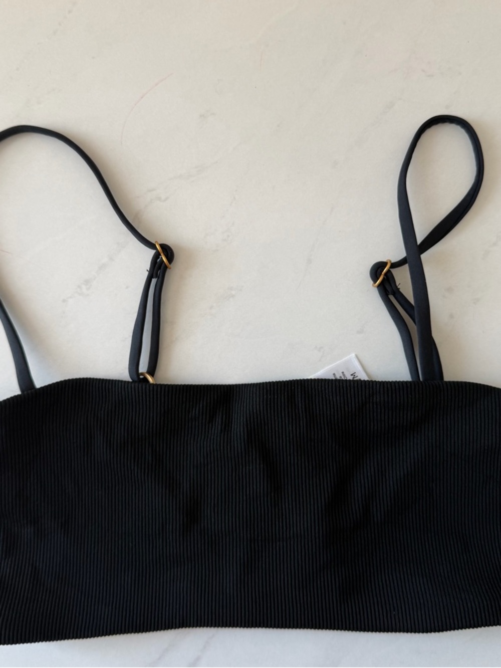 NWT!! l*space Black Ribbed Bikini Top with Gold Hardware